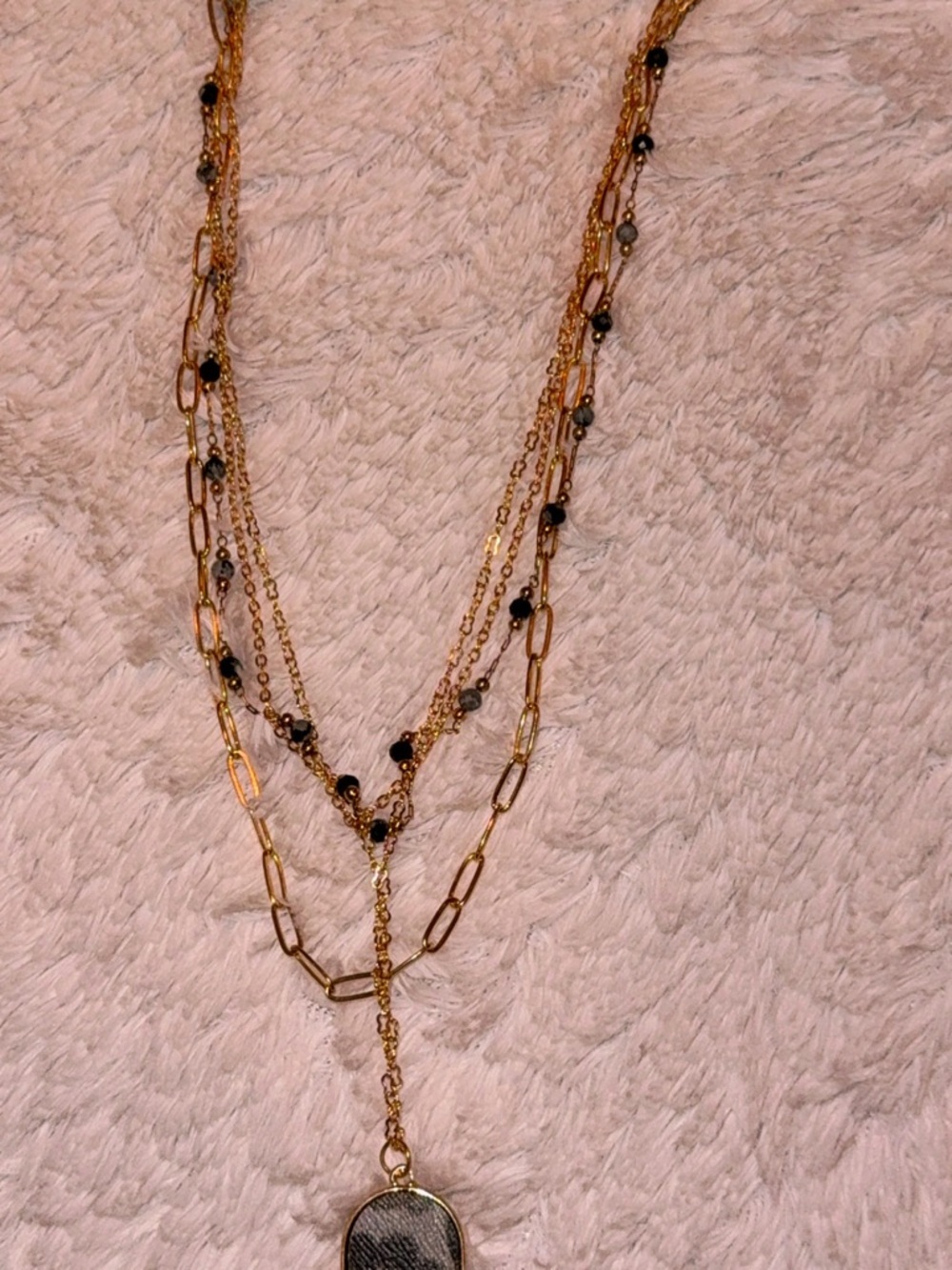 Kohl's Gold-Tone Layered Necklace with Black Bead Details